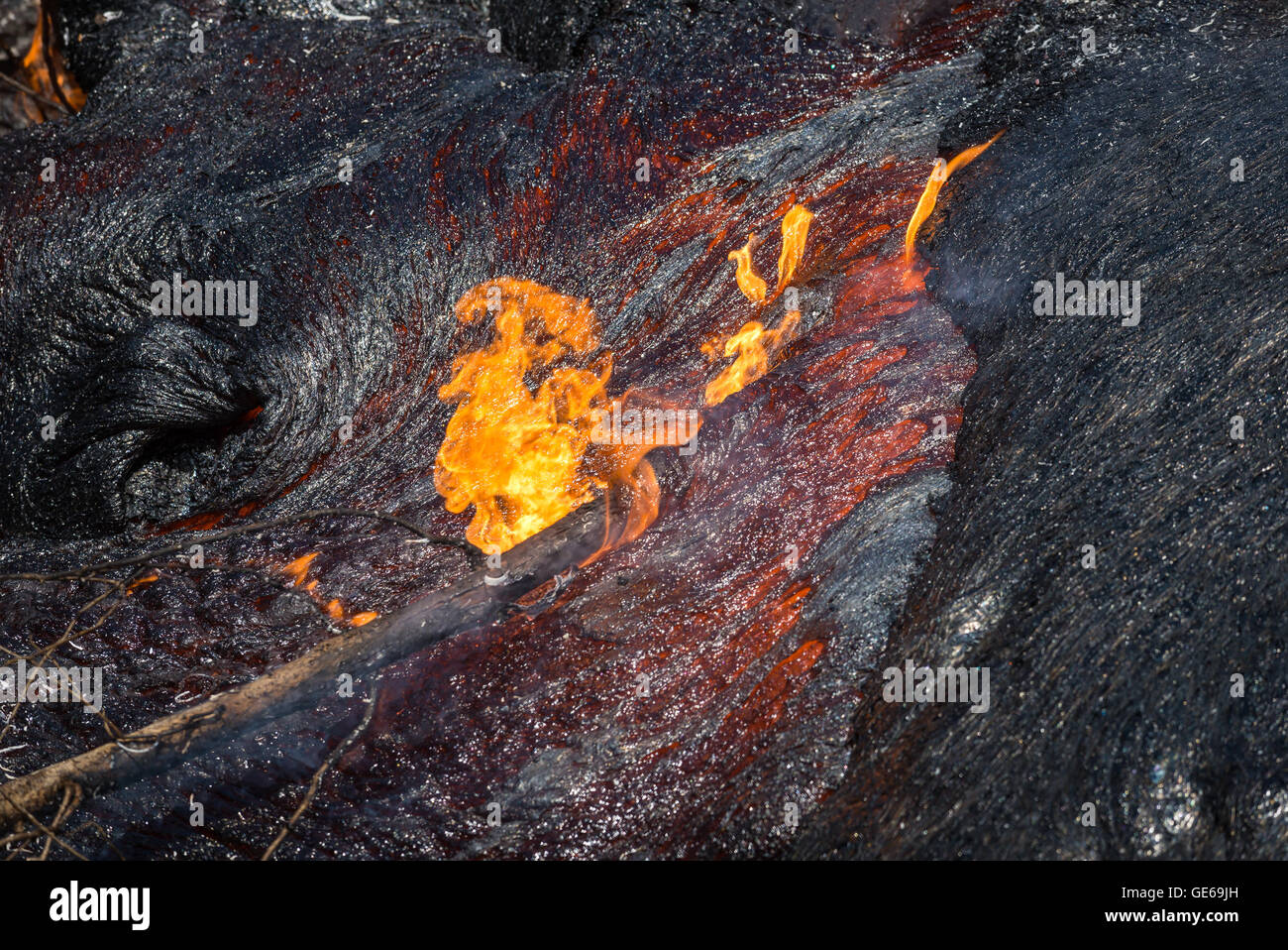 Coulée de lave, à Hawaii Volcanoes National Park Banque D'Images