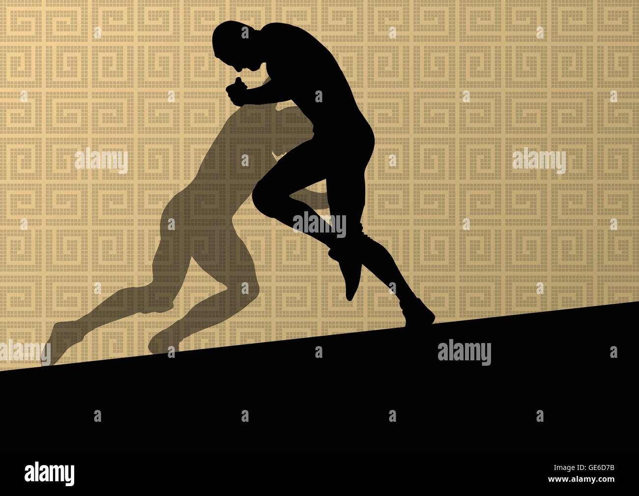 Romain grec actif lutte sport hommes silhouettes vector abstract background illustration Illustration de Vecteur