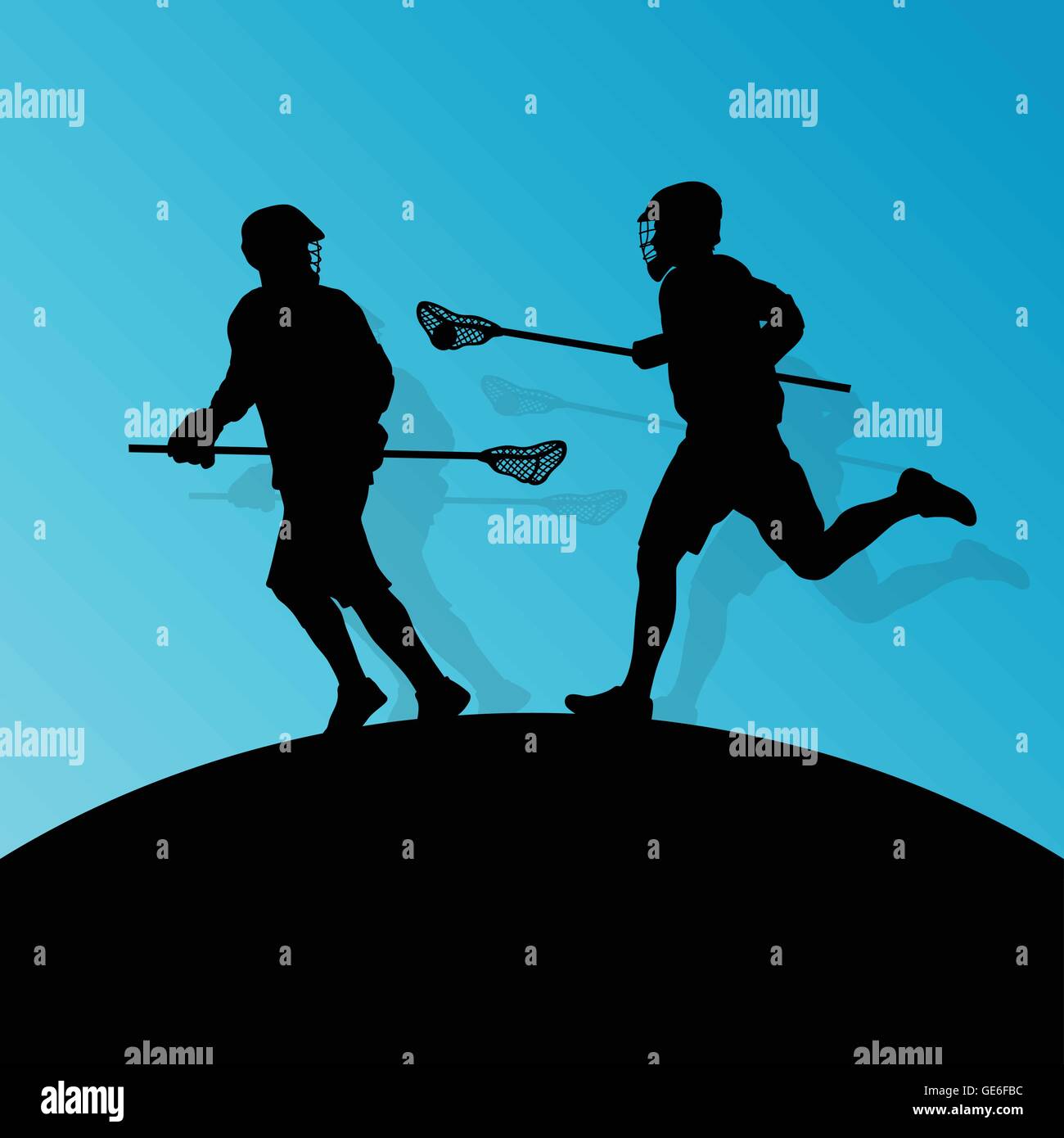 Joueurs de crosse sports hommes actifs background illustration Silhouettes vecteur pour poster Illustration de Vecteur