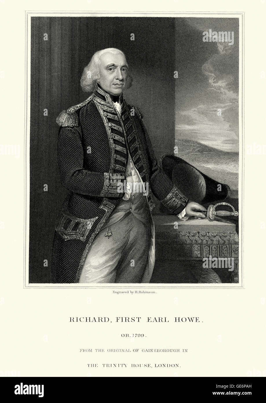 Portrait de Richard Howe, 1er comte Howe un officier de marine britannique. Après avoir servi pendant toute la Guerre de Succession d'Autriche, il Banque D'Images