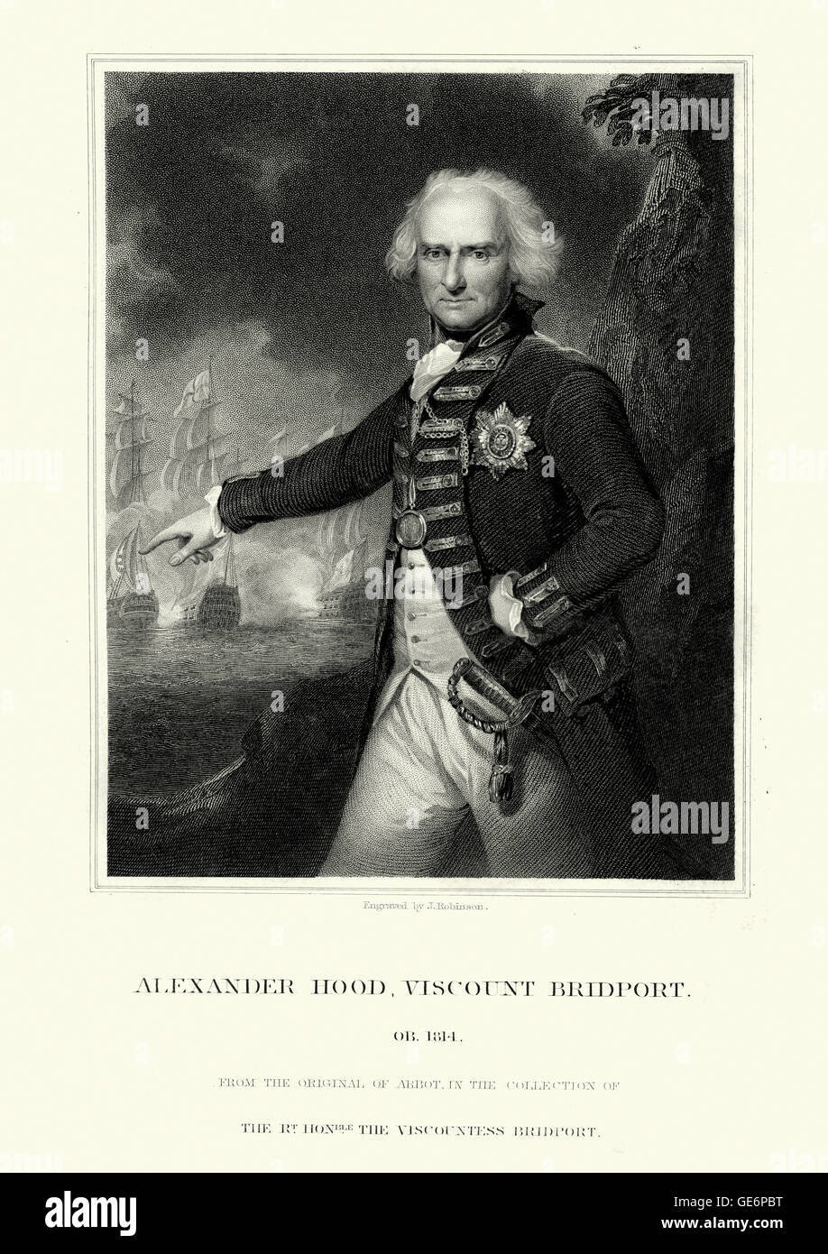 Portrait de l'amiral Alexander Hood, 1er vicomte Bridport un officier de la Marine royale britannique pendant la Révolution française W Banque D'Images