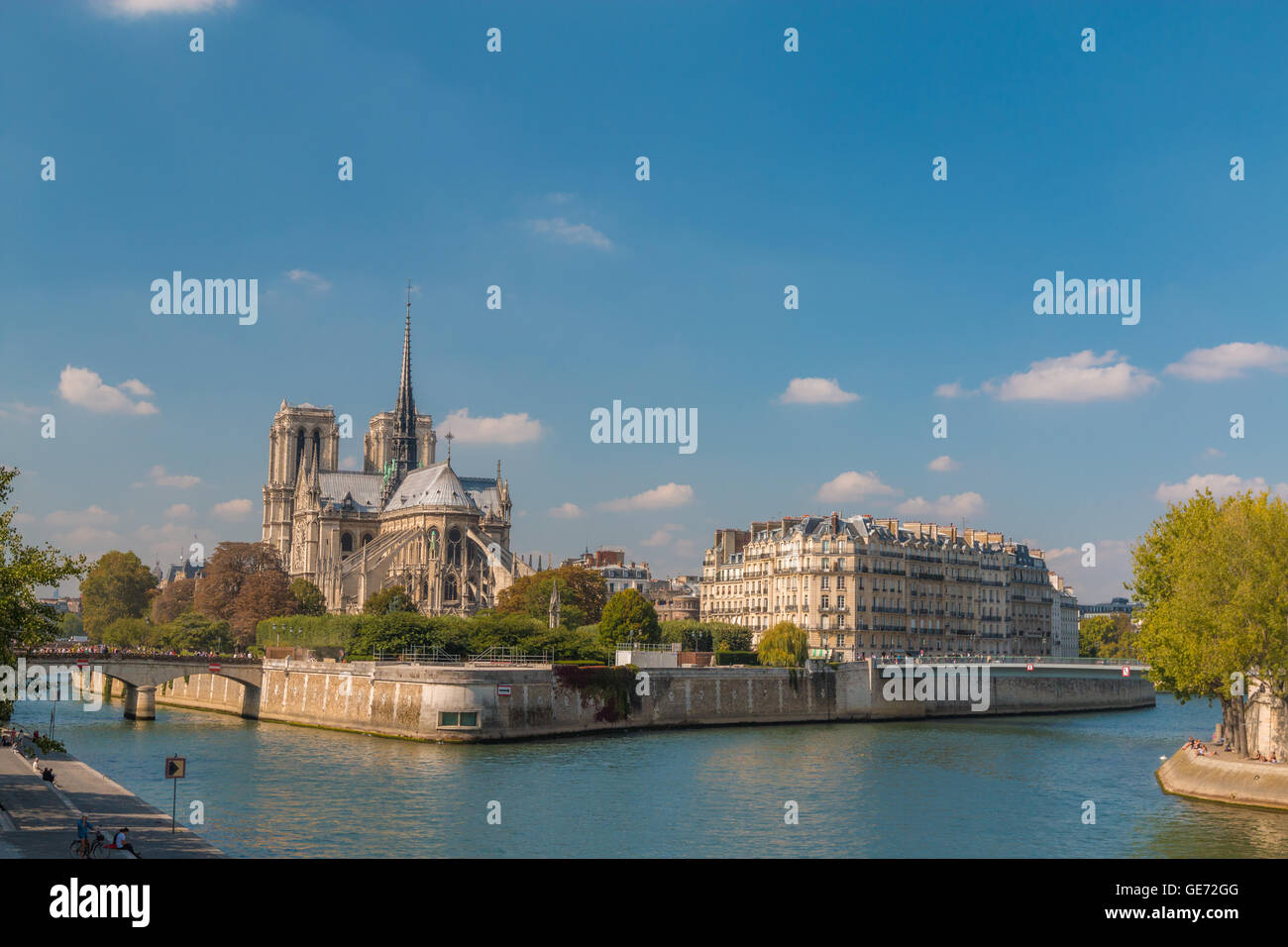 Belle vue sur la cathédrale de Notre-Dame à Paris Banque D'Images