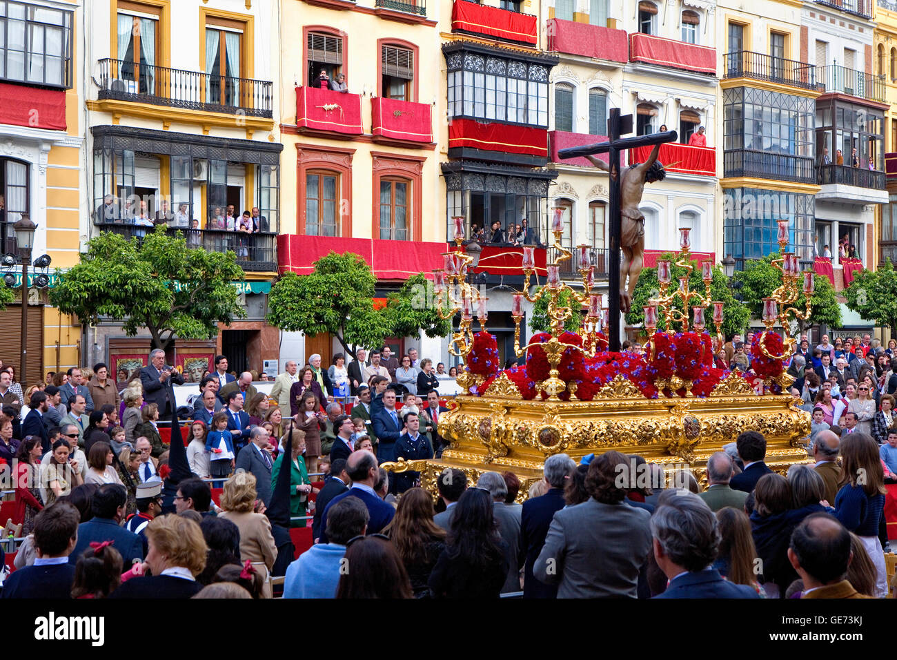 Plaza de San Francisco.Semaine Sainte procession.'La Sed'.mercredi saint. Séville. Espagne Banque D'Images