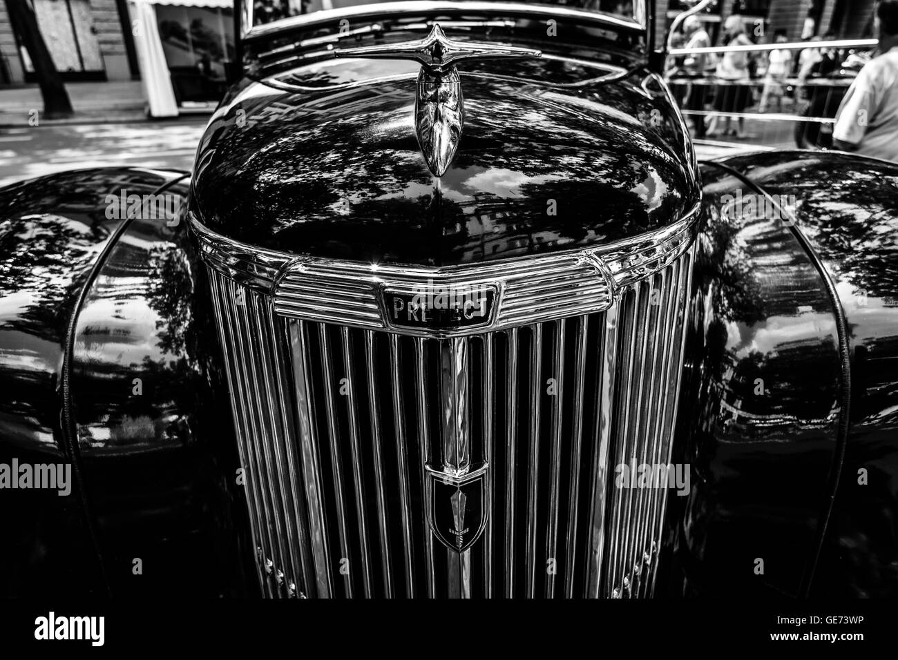 Fragment de vintage car Ford Prefect (E493A), une voiture britannique qui a été produite par Ford. Banque D'Images