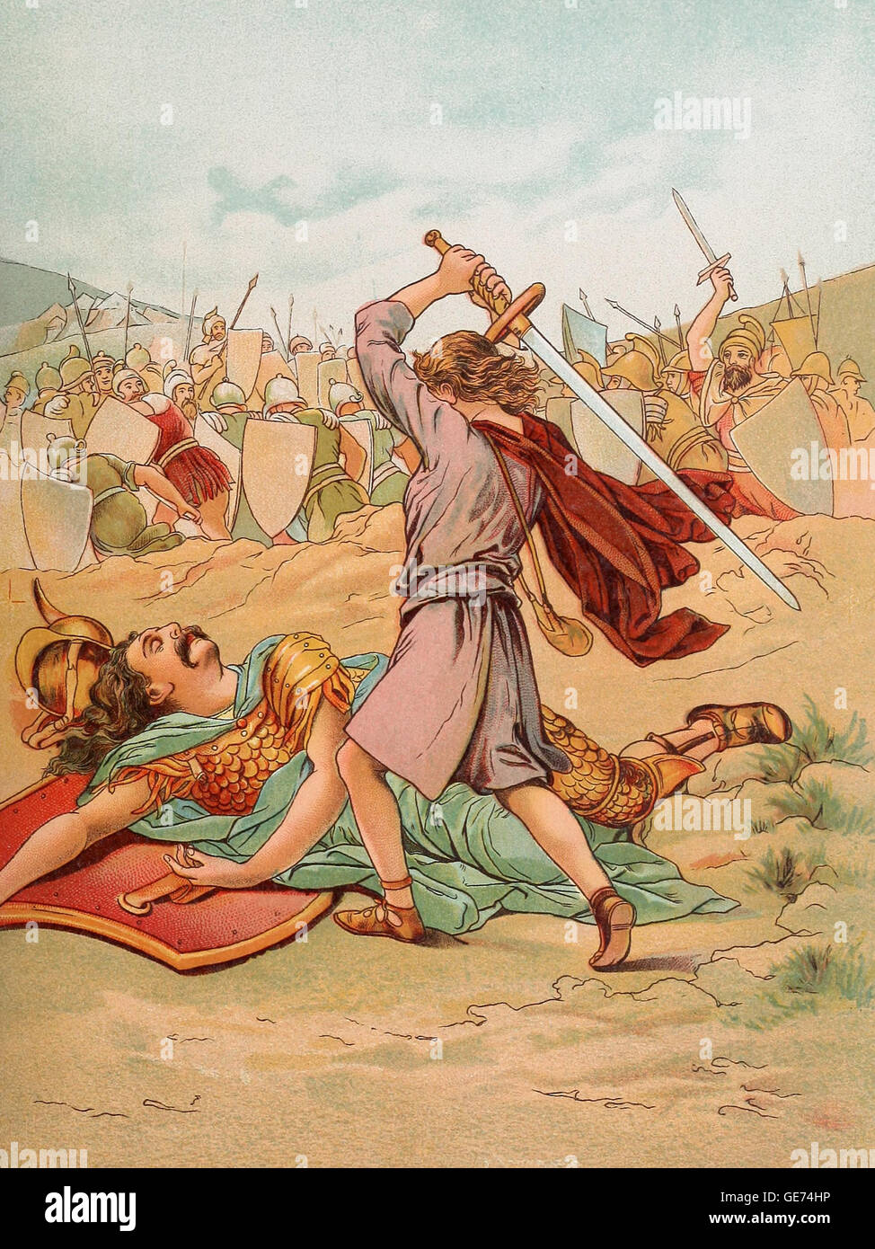 La puissance d'un caillou - David et Goliath Banque D'Images