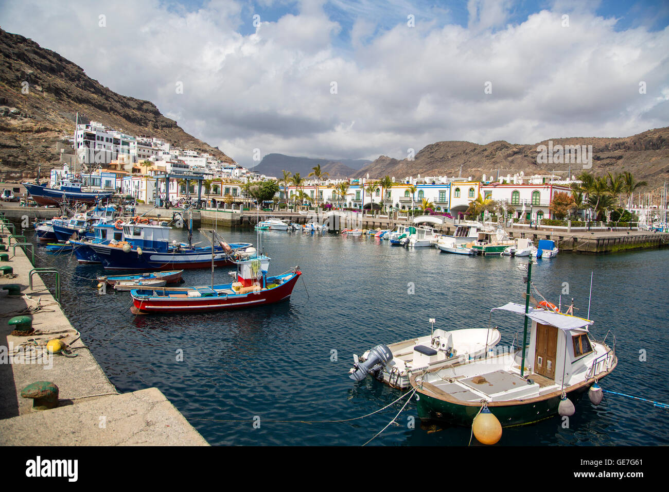 Bateaux à Puerto de Mogan à Gran Canaria, Espagne Banque D'Images