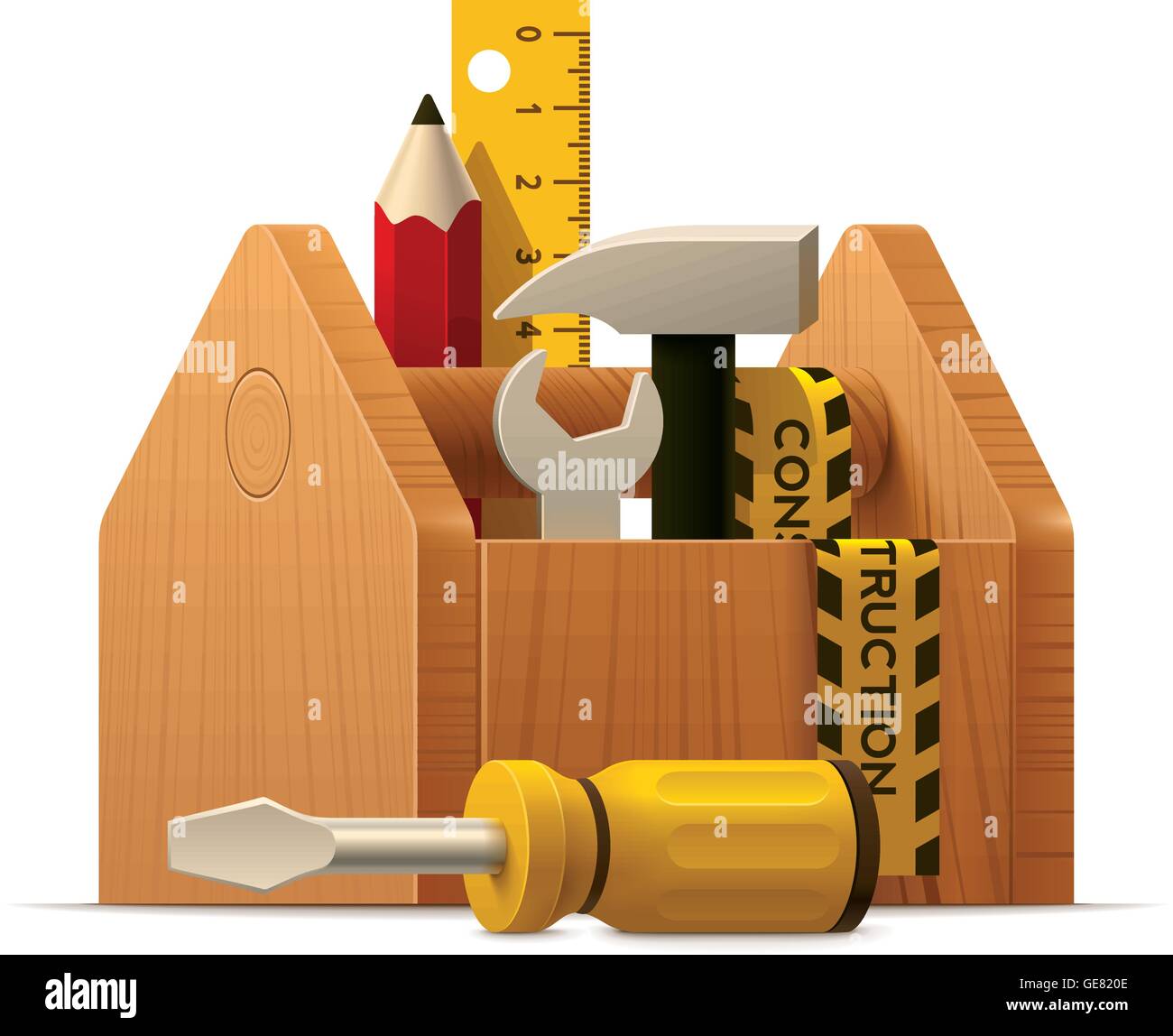 Boîte à outils avec vecteur icône en bois Illustration de Vecteur