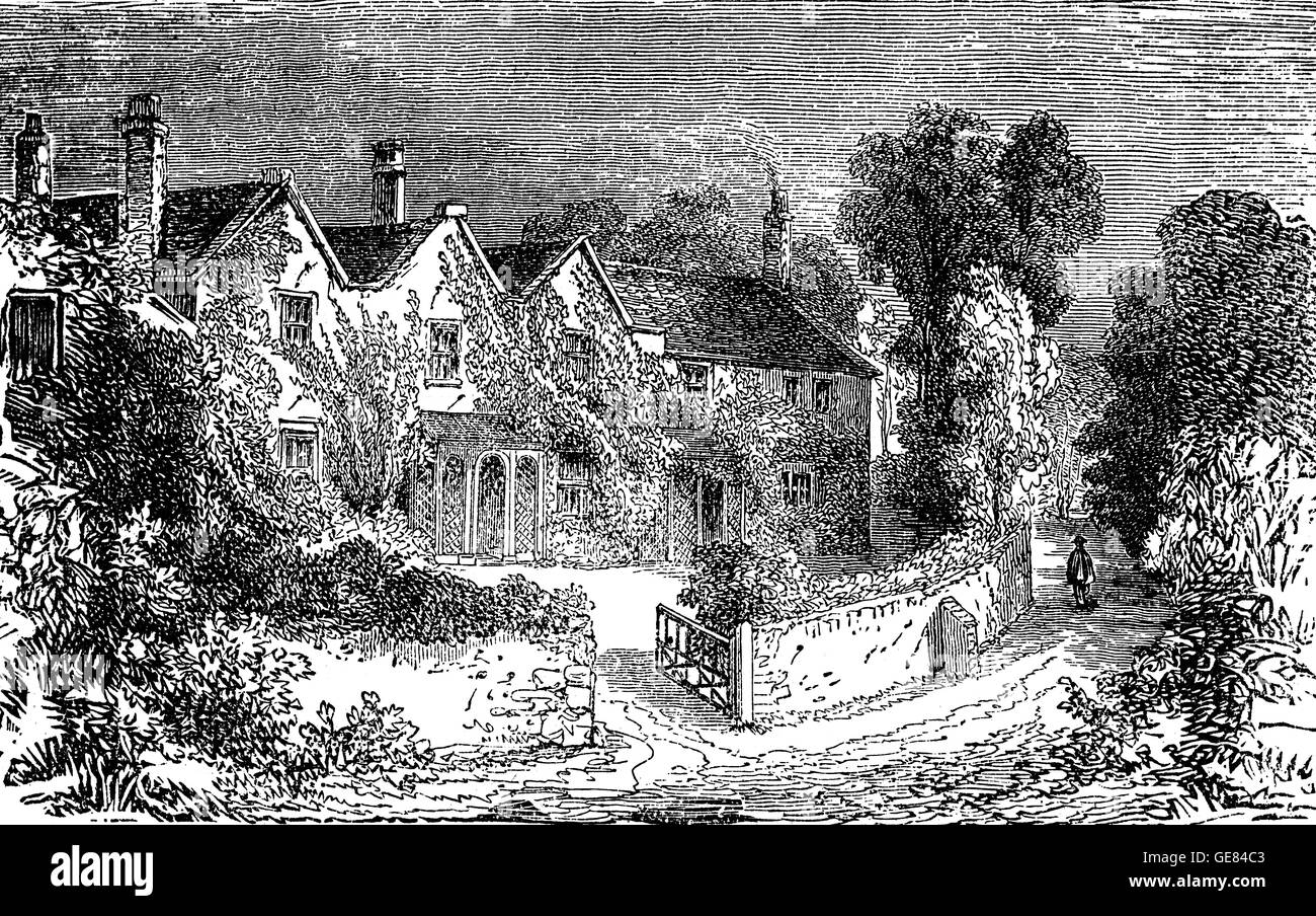 L'accueil de Thomas Moore (1779 - 1852), à Sloperton Cottage at Bromham, Wiltshire, Angleterre. Il était un poète, chanteur, auteur-compositeur, et artiste du spectacle, mieux connu pour les paroles de 'La Minstrel Boy' et 'The Last Rose of Summer'. Banque D'Images