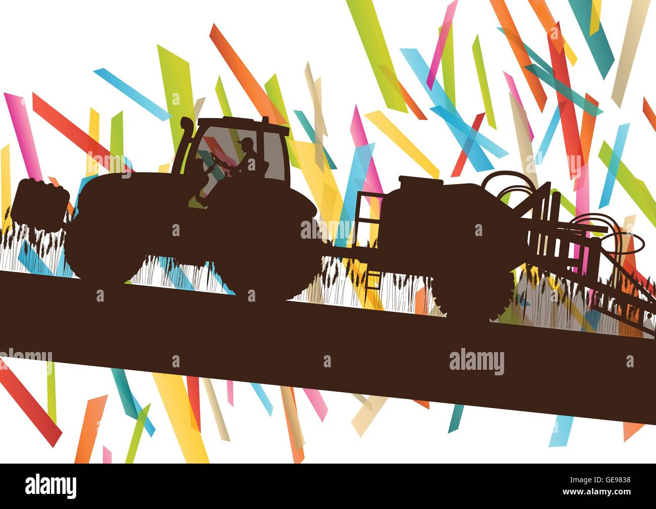 Machines agricoles tracteur agricole dans l'agriculture d'illustration vectorielle Résumé fond paysage concept Illustration de Vecteur