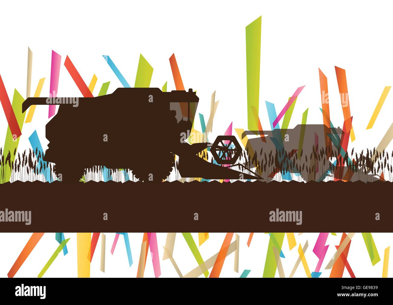 Machines agricoles tracteur agricole combine harvester illustration vectorielle dans l'agriculture résumé fond paysage concept Illustration de Vecteur