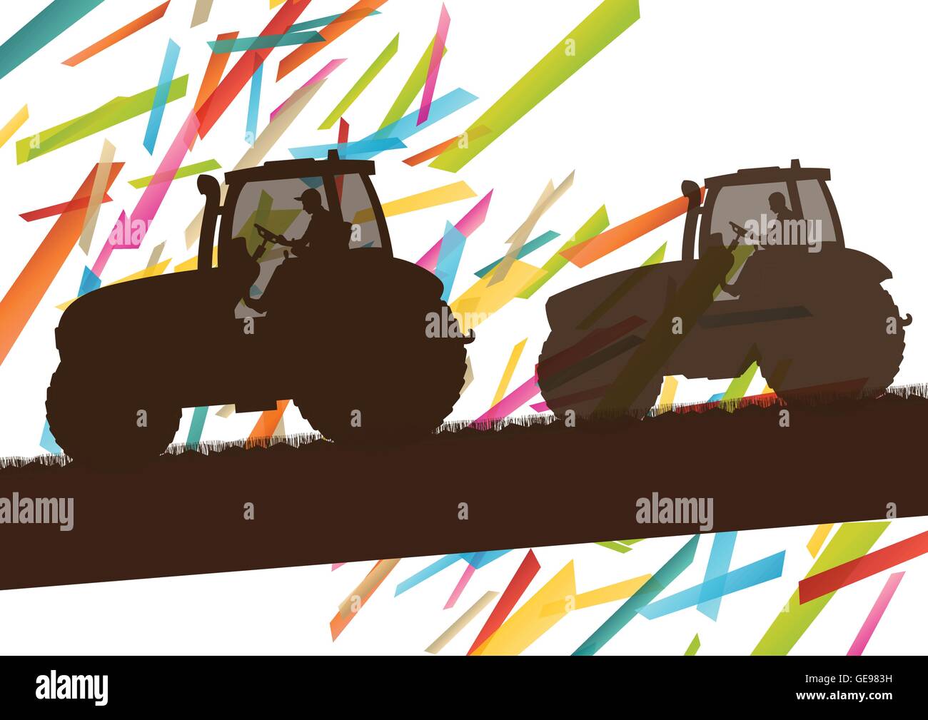 Machines agricoles tracteur agricole dans l'agriculture d'illustration vectorielle Résumé fond paysage concept Illustration de Vecteur