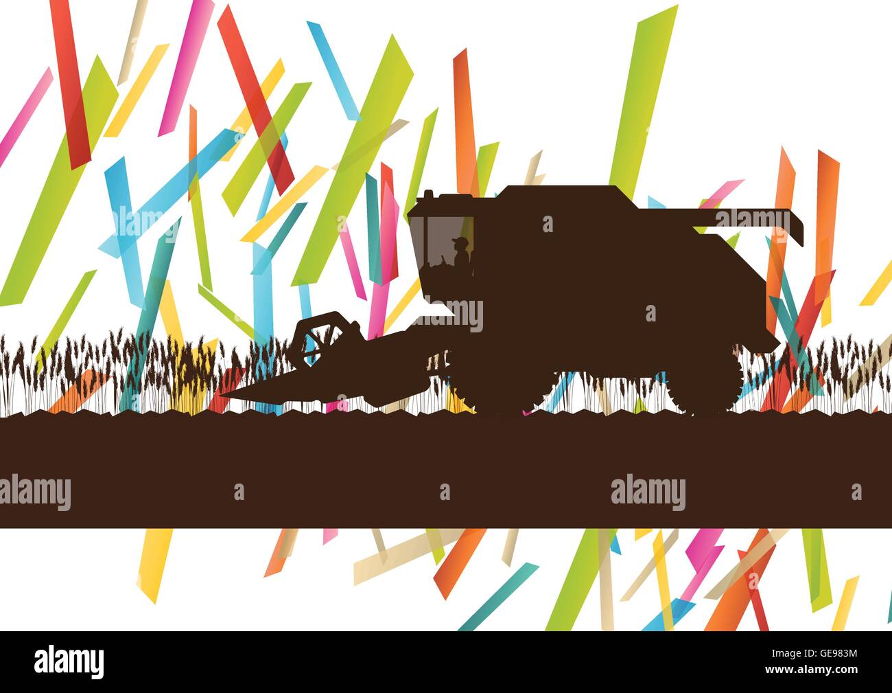 Machines agricoles tracteur agricole combine harvester illustration vectorielle dans l'agriculture résumé fond paysage concept Illustration de Vecteur