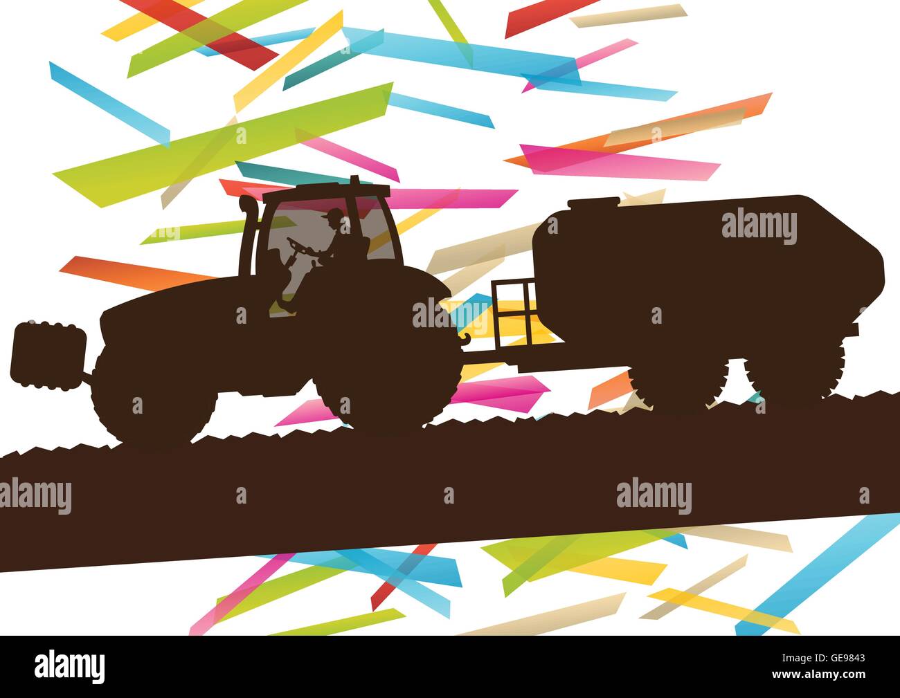 Machines agricoles tracteur agricole dans l'agriculture d'illustration vectorielle Résumé fond paysage concept Illustration de Vecteur