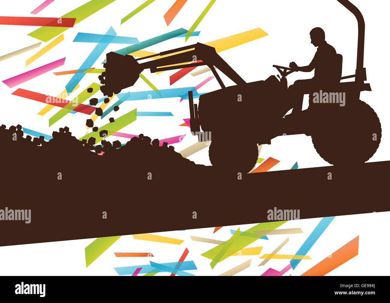 Machines agricoles tracteur agricole dans l'agriculture d'illustration vectorielle Résumé fond paysage concept Illustration de Vecteur