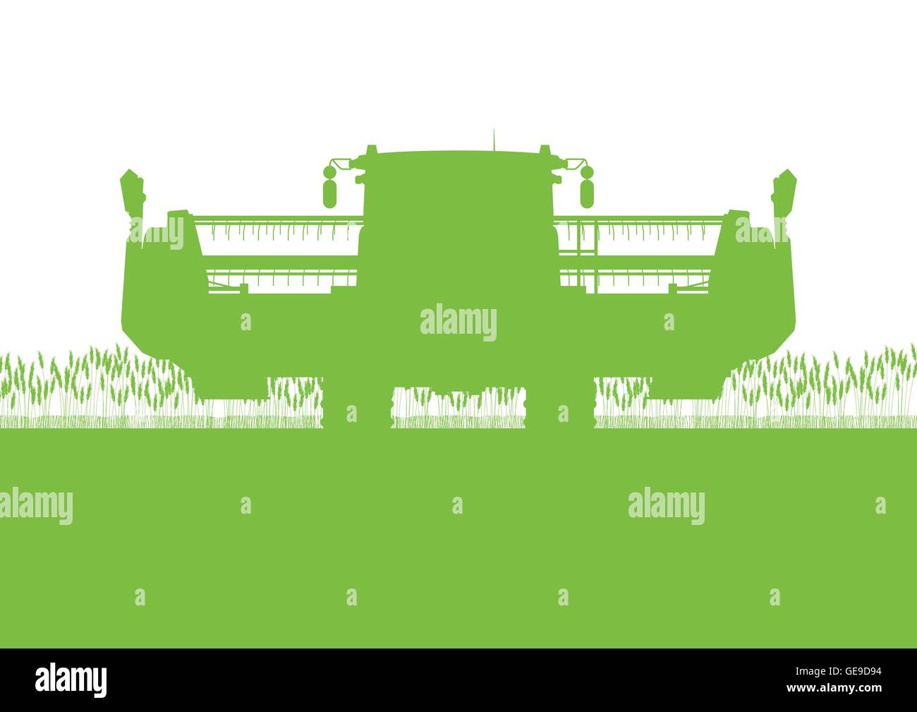 Moissonneuse-batteuse agricole dans le champ de céréales paysage agricole saisonnière illustration vecteur de fond de scène Illustration de Vecteur