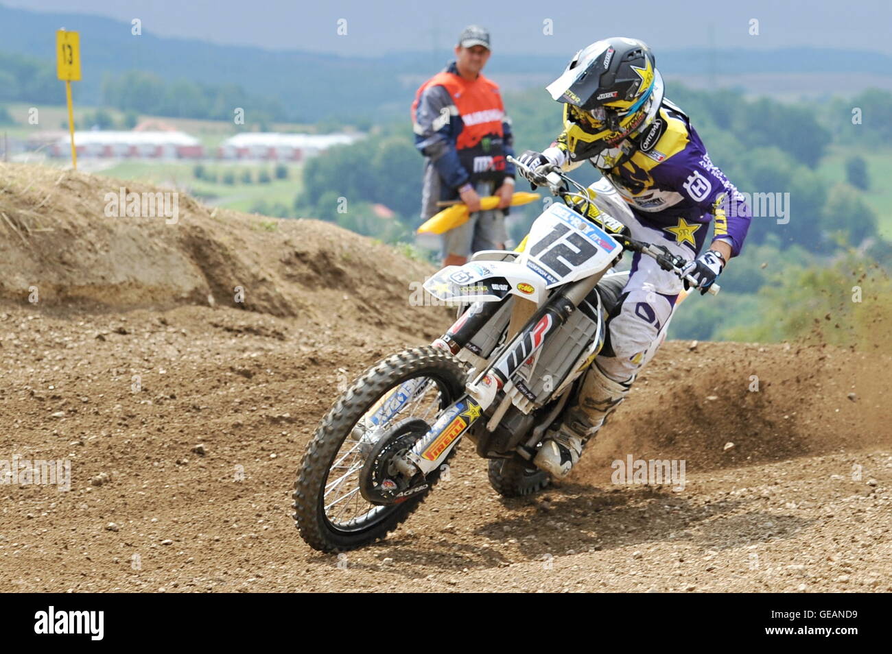 Maximilian Nagl (GER) participe au Grand Prix MXGP, la première course, Loket, région de Sokolov, République tchèque, le dimanche, 24 juillet, 2016. (Photo/CTK Pavel Nemecek) Banque D'Images