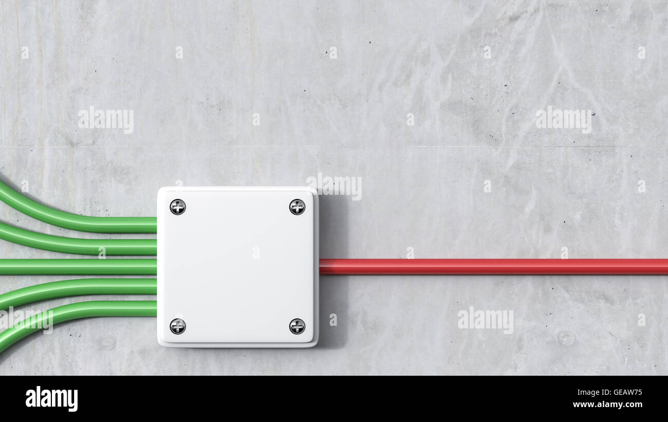 Rendu 3D, l'énergie, tableau de distribution, rouge, vert Banque D'Images