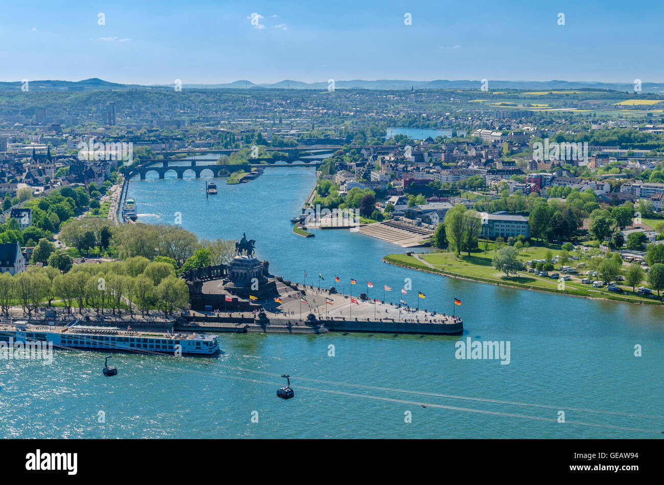 Allemagne, Koblenz, vue du coin allemand Banque D'Images