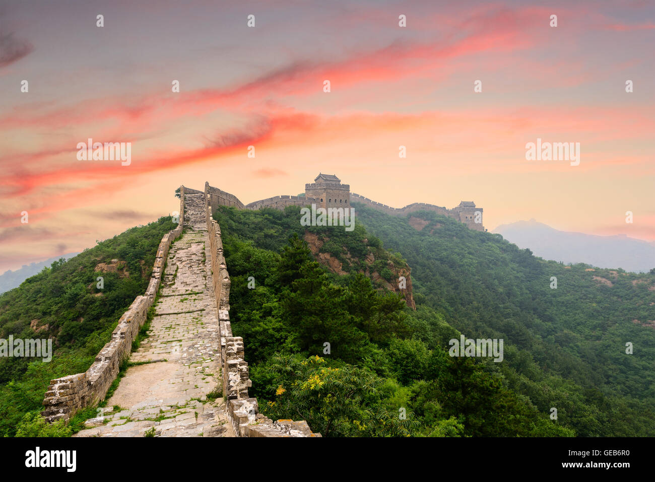 Grande Muraille de Chine, à la section de Jinshanling. Banque D'Images