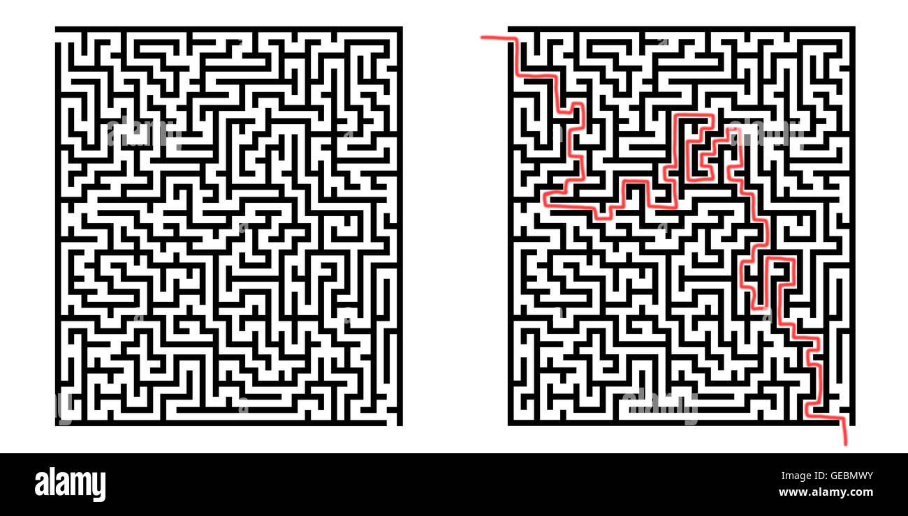 Labyrinth isolé sur fond blanc. Mini labyrinthe. 3d illustration. Banque D'Images