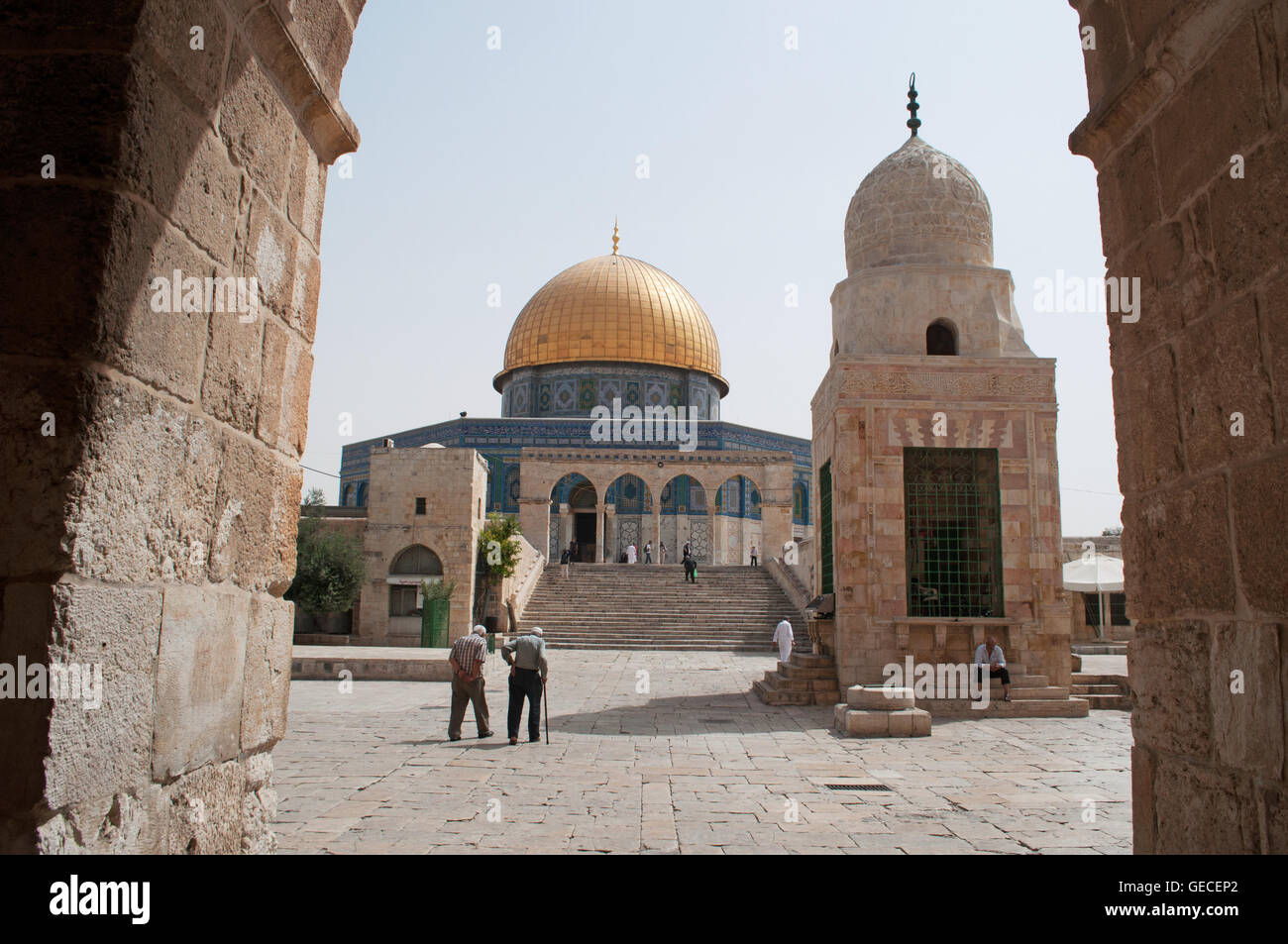 Vieille ville de Jérusalem, Israël : le Dôme du Rocher, l'Islam culte sur le mont du Temple, l'une des plus anciennes œuvres de l'architecture islamique Banque D'Images