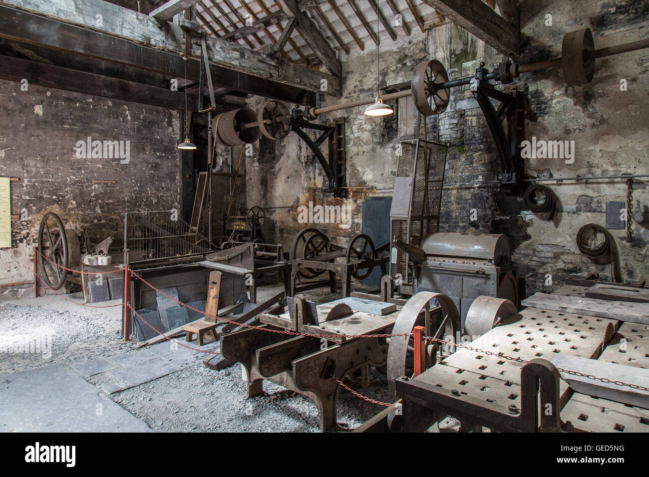 Une des pièces à l'intérieur du National Slate Museum de Caernarfon, Pays de Galles. situé dans l'ancienne carrière de Dinorwic. Banque D'Images