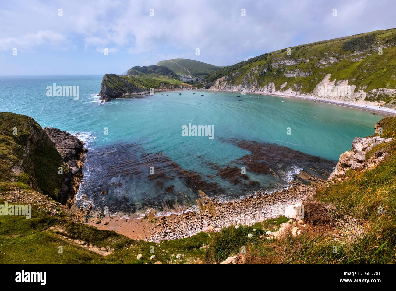 Crique de Lulworth Cove, Dorset, Angleterre, Royaume-Uni Banque D'Images