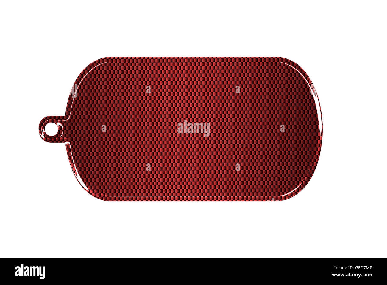 Fibre de carbone rouge dog tag isolées sur fond blanc. 3d illustration. Banque D'Images