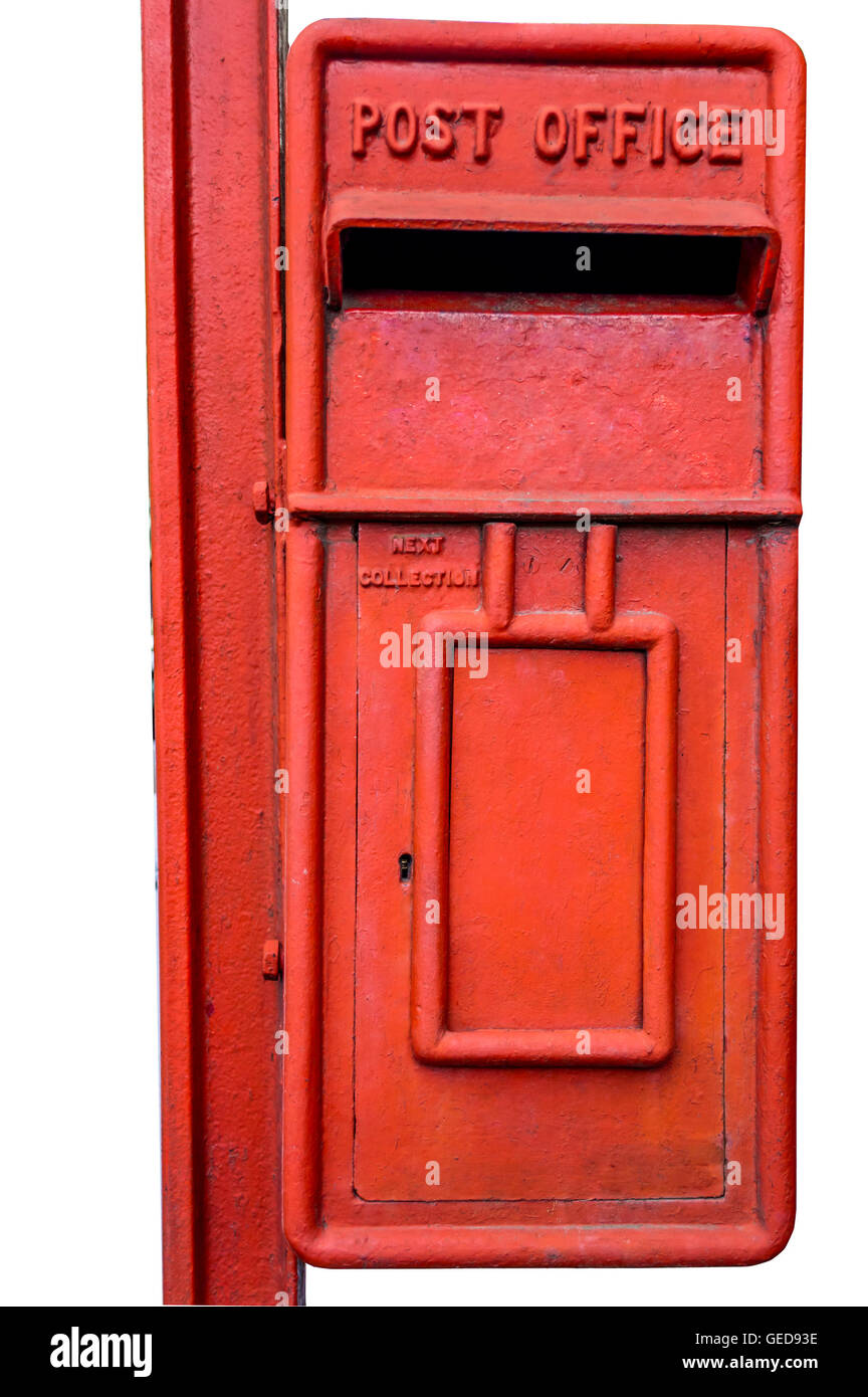 Old Post box avec cliping chemin dans un fond blanc Banque D'Images