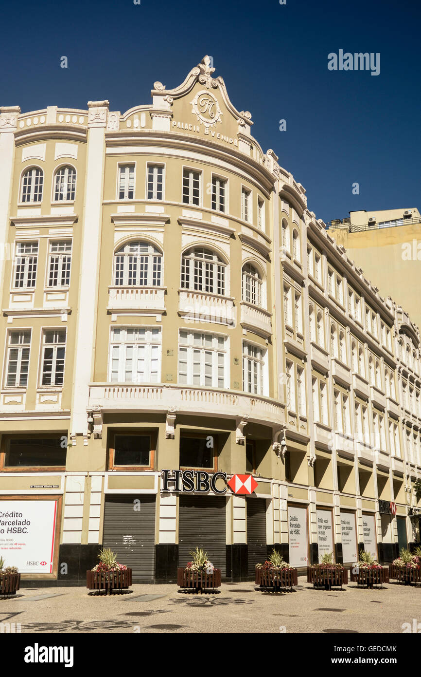 Le bâtiment du siège de HSBC Brésil, le Palacio Avenida, à Curitiba, Paraná, Brésil, avant la vente des activités de HSBC à Banque D'Images