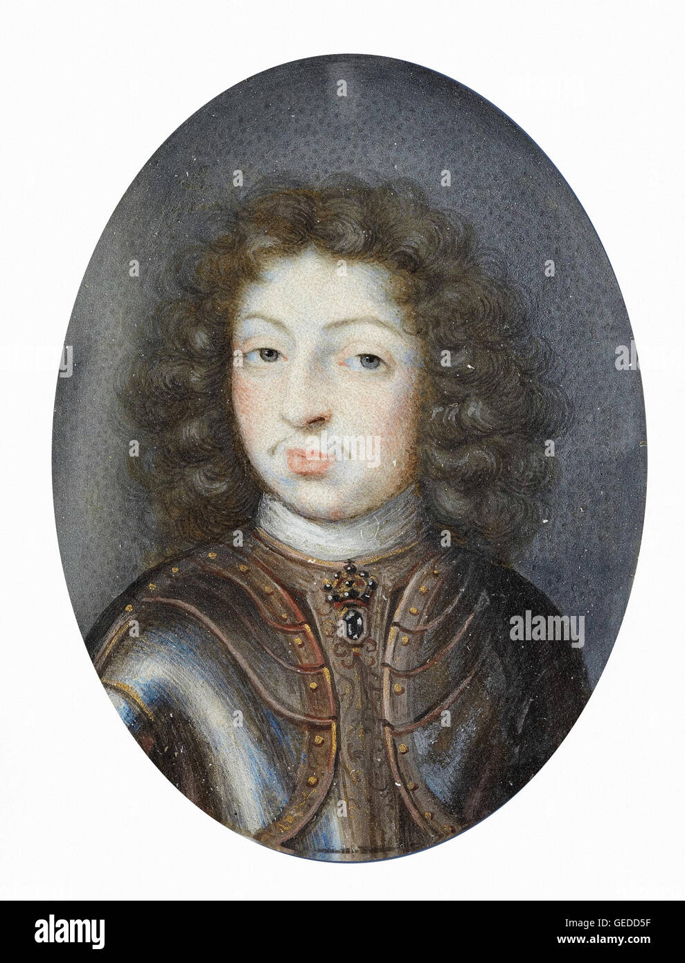 Pierre Signac - portrait miniature de Charles XI, Roi de Suède 1660-1697 Banque D'Images