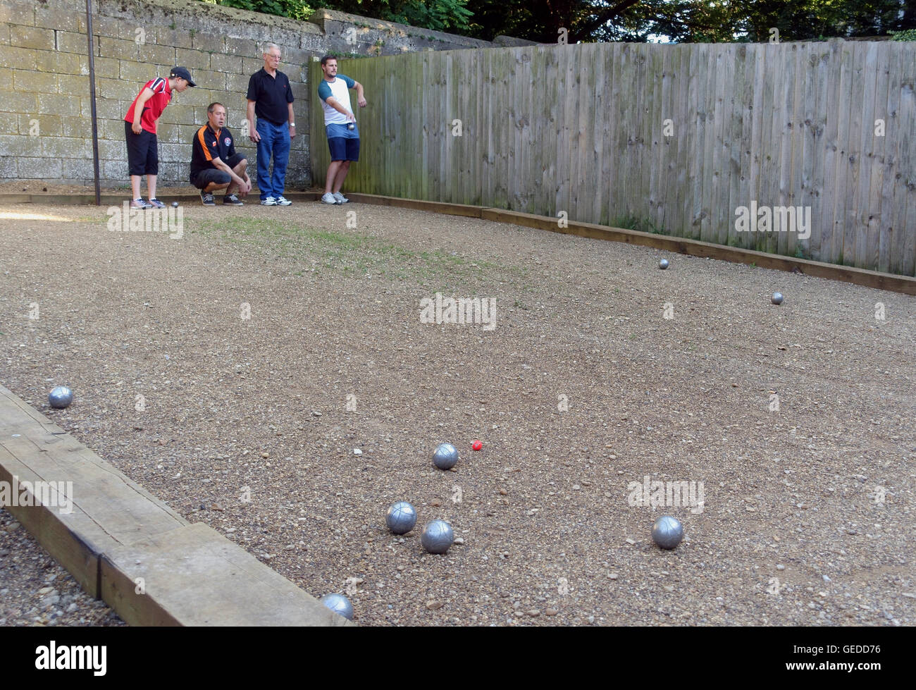 Pétanque joué dans un match de championnat à Rutland Banque D'Images