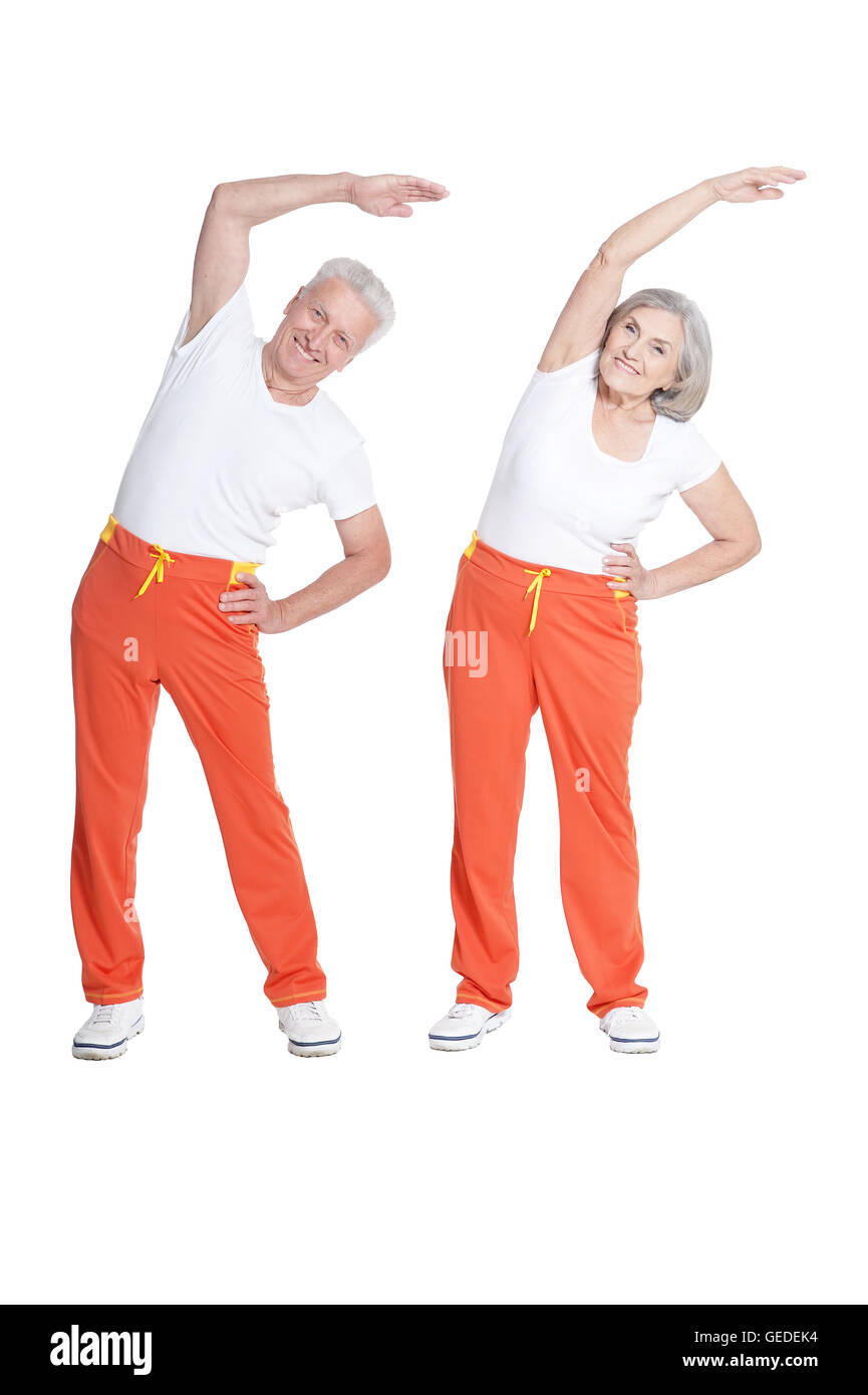 Portrait of Senior Couple Exercising Banque D'Images