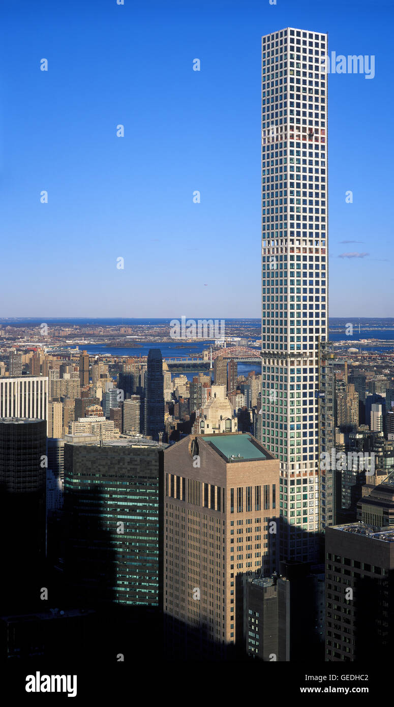 Vue aérienne de la ville de New York. 432 Park Avenue. Banque D'Images