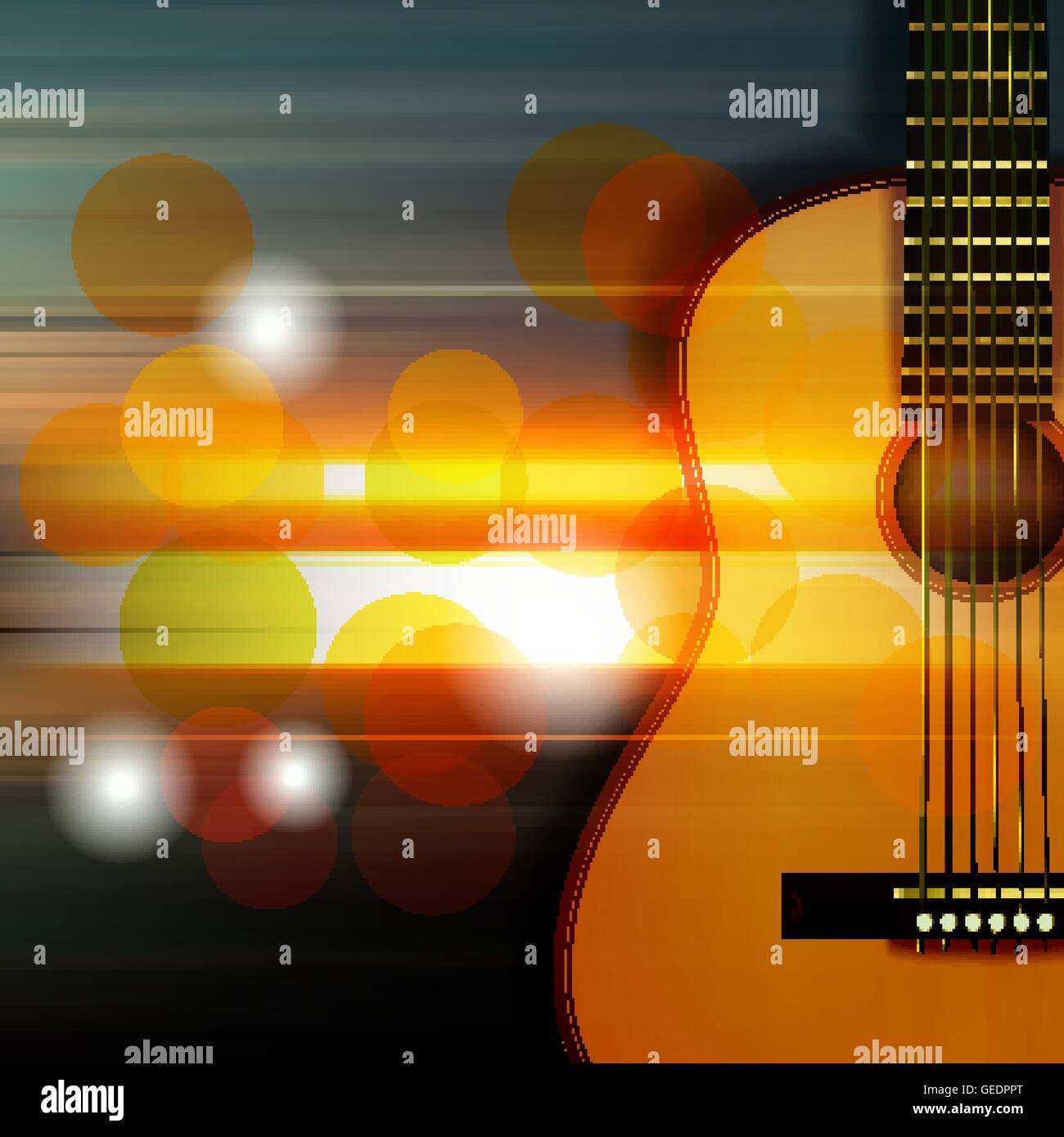 La musique d'arrière-plan flou abstrait avec guitare acoustique Illustration de Vecteur