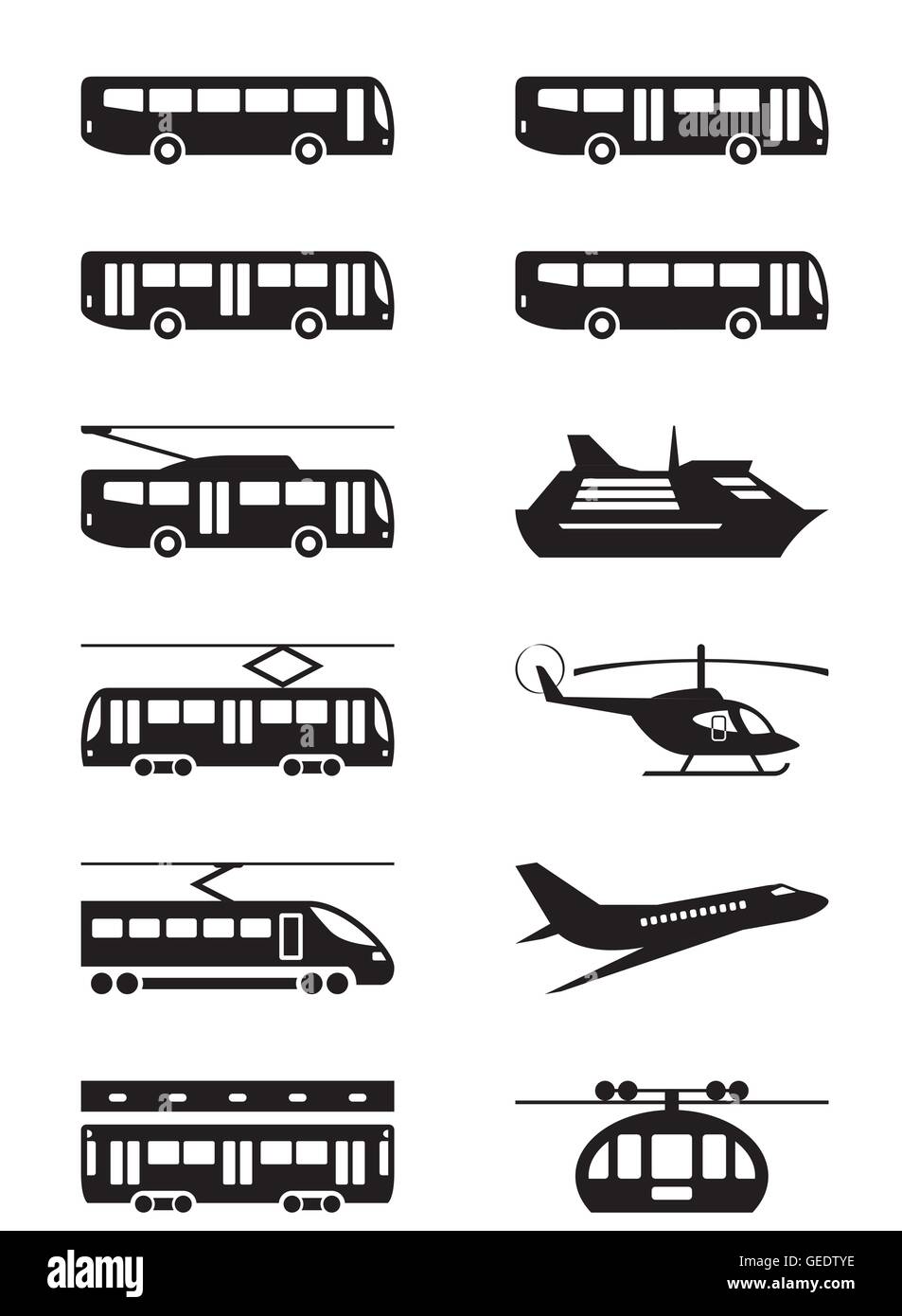 Les véhicules de transport de passagers - vector illustration Illustration de Vecteur
