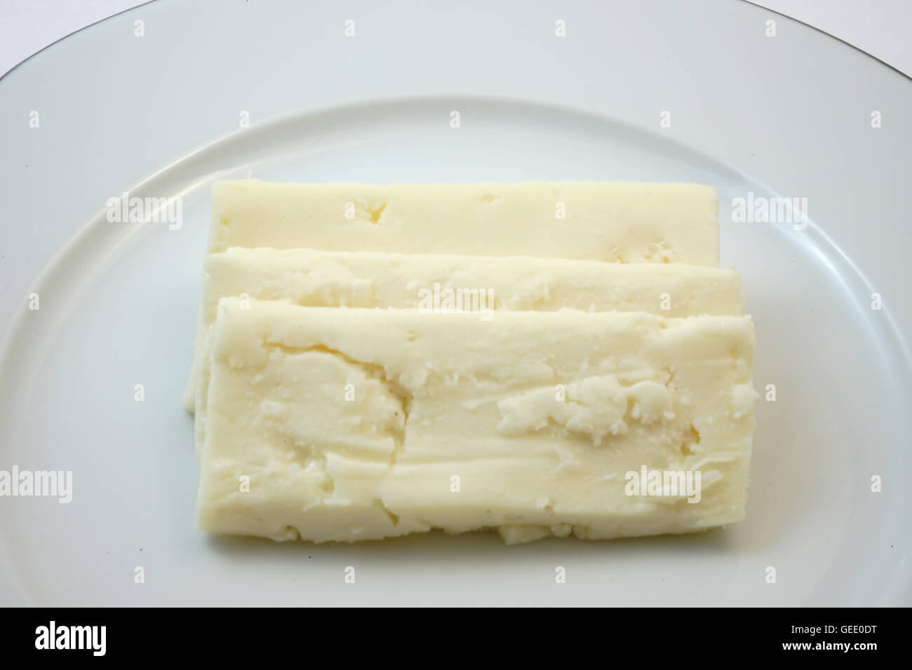 Un fromage blanc une plaque Banque D'Images