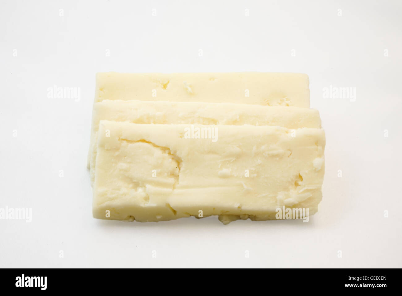 Tranches de fromage blanc Banque D'Images