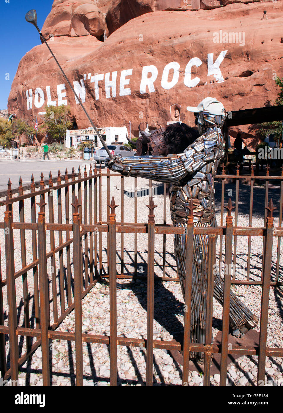Trou dans la roche maison à Moab Utah Banque D'Images