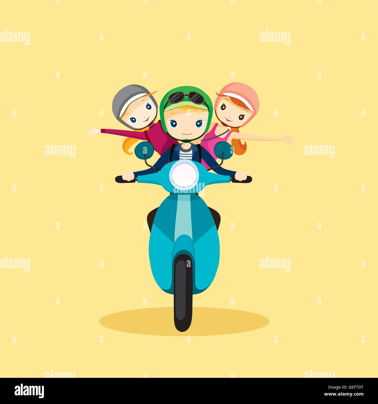 Les gens sur la conduite de moto, voyage aventure, Voyage Voyage, transport Illustration de Vecteur