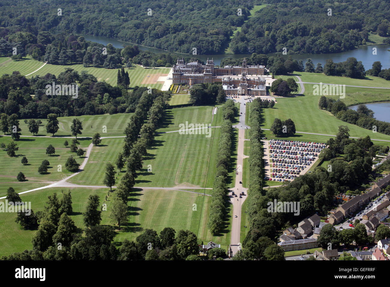 Vue aérienne de Blenheim Palace dans l'Oxfordshire, UK Banque D'Images