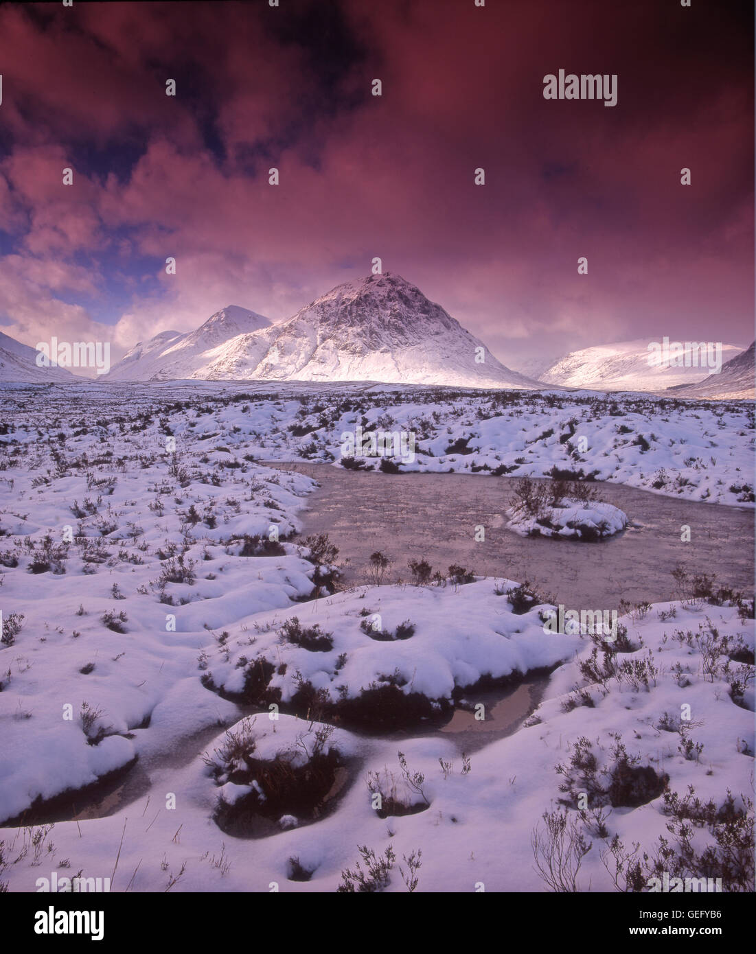 Vue d'hiver de Buachaille Etive Mhor, Glencoe Banque D'Images