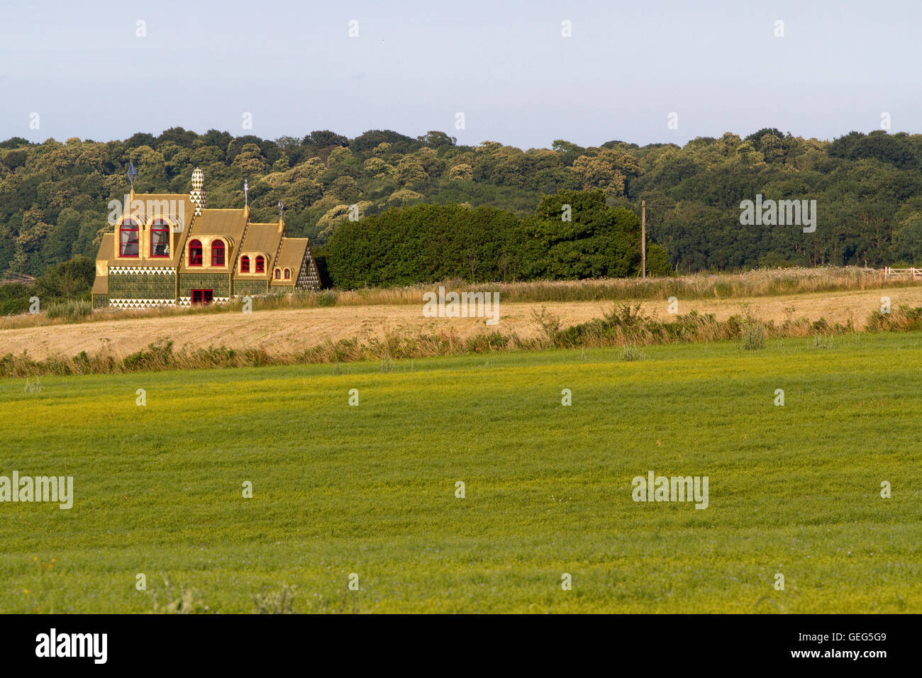 La Grayson Perry 'Gingerbread House' dans la lumière du soleil du soir Banque D'Images