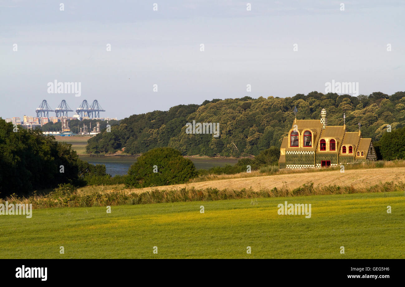 La Grayson Perry 'Gingerbread House' dans la lumière du soleil du soir Banque D'Images