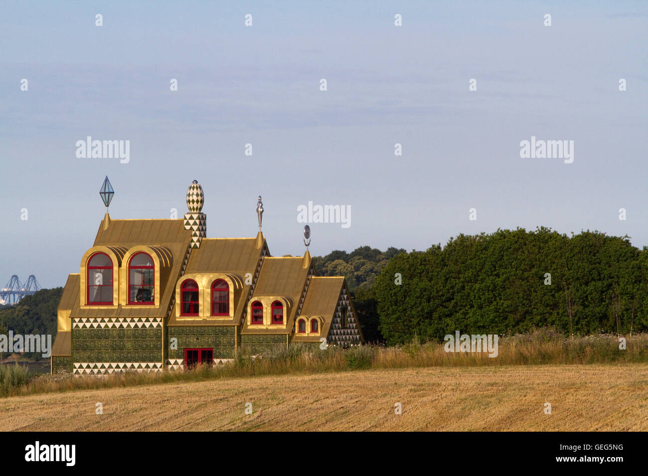 La Grayson Perry 'Gingerbread House' dans la lumière du soleil du soir Banque D'Images