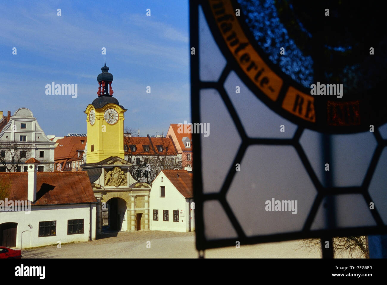 La tour de l'horloge à la Musée de l'armée bavaroise. Ingolstadt. L'Allemagne. L'Europe Banque D'Images