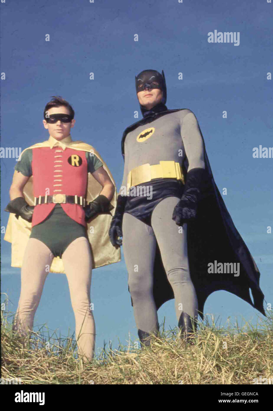 Robin (Burt Ward), Batman (Adam West) *** légende locale *** 1966-1968, 1960 er, 1960, Bande Dessinée, Batman, adaptation du film Verfilmung comique, Fernsehen, Television, Serie US, Batman Banque D'Images