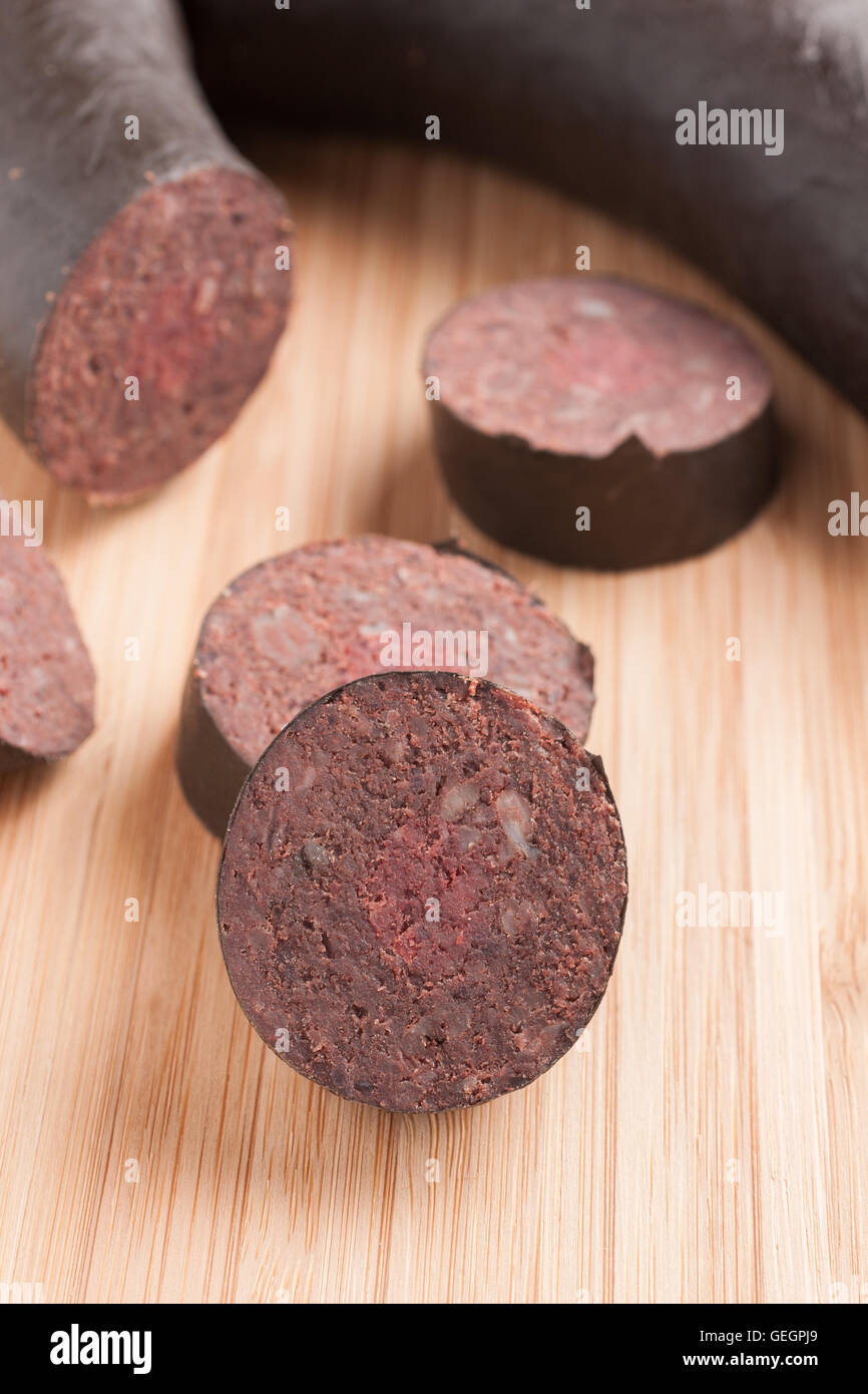 Boudin noir ou boudin en rondelles Banque D'Images