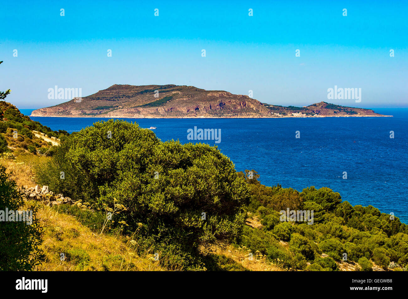 Italie Sicile Iles Egadi Favignana - La montée vers la forteresse - Levanzo Island Banque D'Images