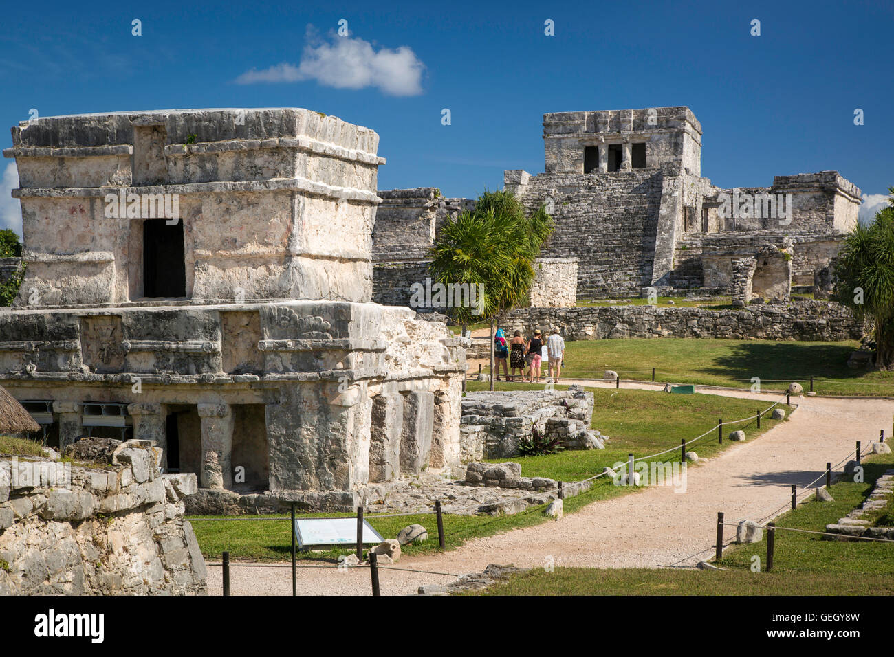 Ruines du temple maya à Tulum, Quintana Roo, Yucatan, Mexique Banque D'Images